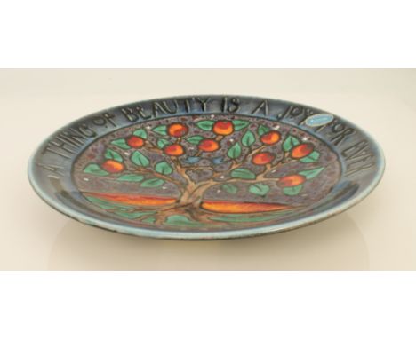 A Poole Pottery 287004P V&amp;A Tree of Life studio limited edition dish - no. 66 of 1000, 26.5cm diameter, with certificate,