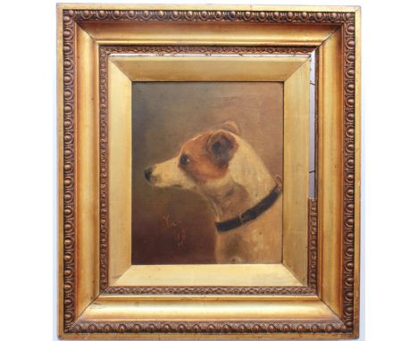 English School (late 19th century) Portrait of a Jack Russell terrier oil on canvas, signed with initials WB and dated (18)'9