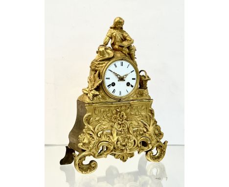 A 19th century French ormolu mantel clock - with eight day, half hour bell strike movement with outside countwheel, no. 1020 