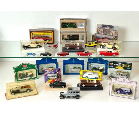 Twenty-four diecast toys - including Corgi, Solido, Matchbox, Seerol etc., mostly Rolls-Royce and Bentley cars, sixteen in th