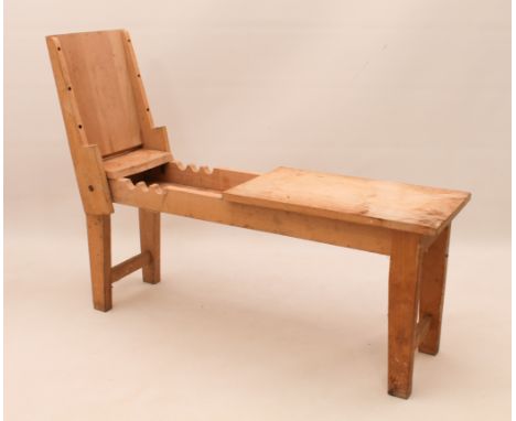 A beech wood artist's 'donkey' bench easel - LWH 101 x 29.5 x 43 cm, some water staining.