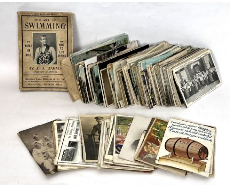 A collection of vintage postcards, mostly early 20th century to 1920s - the majority topographical but also including a small