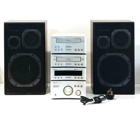 A vintage 1990s Technics mini-separates hi-fi system - comprising an SE-HD510 Stereo Amplifier; ST-HD510 Stereo Tuner; SL-HD5