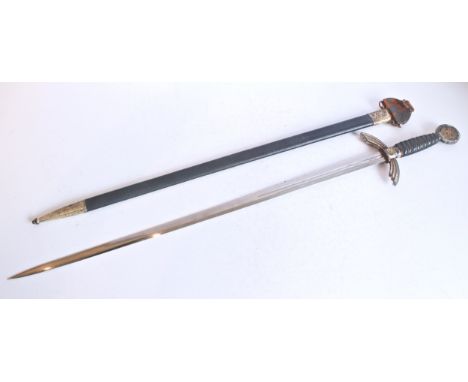 A German WW2 Third Reich 1st pattern Luftwaffe officer's dress sword - the plated 71.5cm double edged fullered blade marked t