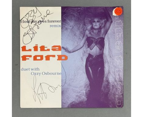 Autographs / Vinyl - Ozzy Osbourne and Lita Ford signed 7&rdquo; single. Provenance: consigned by a retired radio executive w