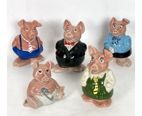 Wade for Natwest: a complete set of five Natwest Pigs - all with moulded factory marks and stoppers.