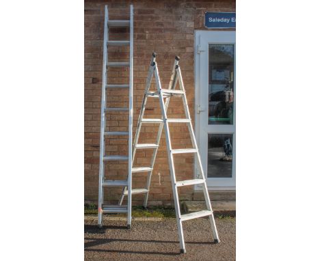 An extending ladder and a step/extending/stair ladder - the 3-part Abru Starmaster ladder extending to 6.3 metres