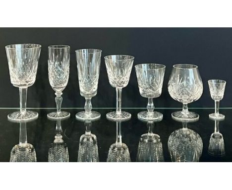 A collection of Waterford Lismore pattern and matched cut glass drinking glasses - the Waterford glasses comprising 6 x red w