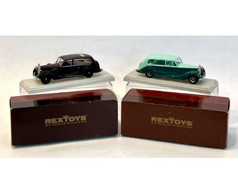 Rextoys: two 1/43 scale Rolls Royce Phantom IV Limousine diecast models - comprising no.35 'Shah of Kuwait' and no.36 'H.M. T