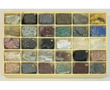 A cased set of c.1982 Russian Soviet-era mineral specimens from the Central Ural Geological Research Expedition - the fitted 