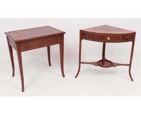 Two small antique occasional tables, comprising - 1. An Edwardian mahogany table - with hinged tooled red leather inset top o