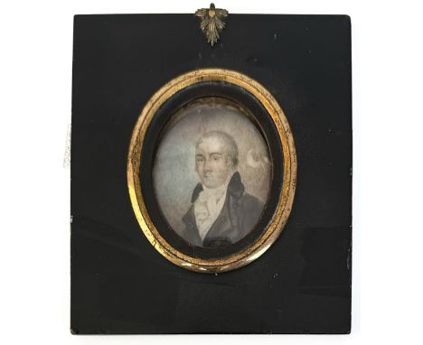 A portrait miniature of a gentleman - English School (c.1825), watercolour on ivory, oval, inscribed 'Daniel Readhead Esq of 