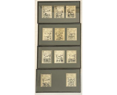 Mickey Mouse / Disney: two part-sets of facsimile copies of WW2 period Mickey Mouse Alphabet cartoons - later 20th century, t