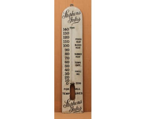 A Stephens' Inks enamel advertising sign, early 20th century - an oversized white-enamel thermometer case (lacks thermometer 