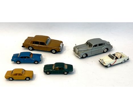 Six 1970s-80s diecast toy cars to include Russian, French and Italian models - including a Polistil 1/24 scale Rolls-Royce Si