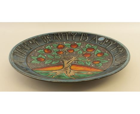 A Poole Pottery 287054P V&amp;A Tree of Life studio limited edition dish - no. 145 of 500, 48cm diameter, with certificate, w