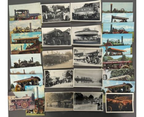 A small collection of vintage postcards and photographs related to Steam and Traction engines - comprising 8 x pre-war postca