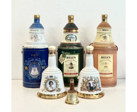 Six commemorative / special edition Bell's Whisky porcelain decanters (sealed, with contents), comprising - 1. Christmas 1989