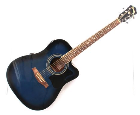 An Ibanez V70CE/TBS full sized acoustic-electric guitar - serial no. HU100400970, Chinese manufacture, blue-stained sunburst 