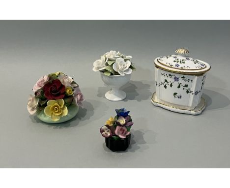 A small collection of bone china and porcelain - including a Copelands China for T. C. Goode &amp; Co cornflower decorated po