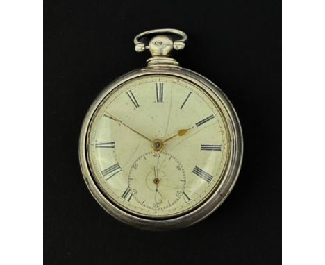 A Victorian silver pair cased verge pocket watch - case maker RN, Birmingham 1855, the gilt movement with foliate chased bala