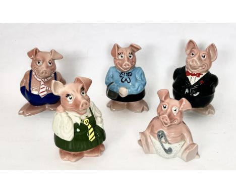 Wade for Natwest: a complete set of five Natwest Pigs - all with moulded factory marks and stoppers.