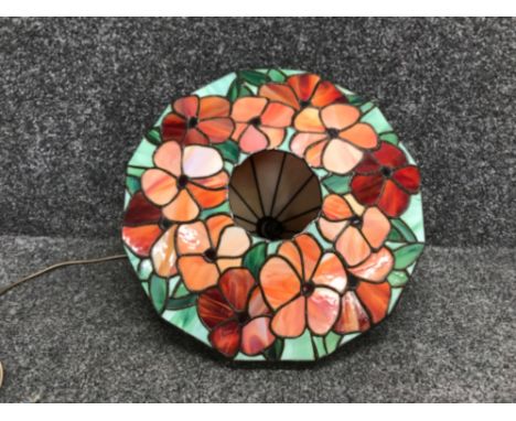 Vintage Tiffany style light shade with floral design to base 41cm&nbsp;damaged to one of the glass strips&nbsp;