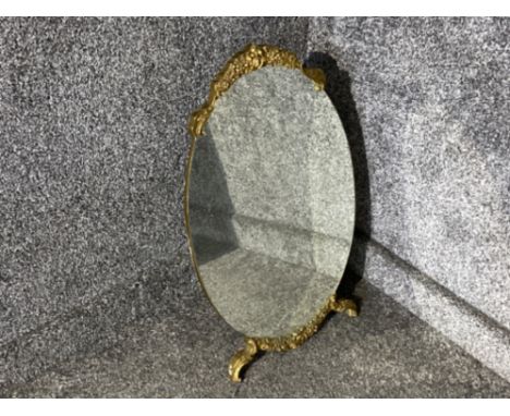Dressing mirror easel type with gilt top and legs