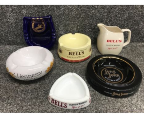 Martel Cognac ash tray Hennessy Cognac bells scotch whisky ash tray plus others