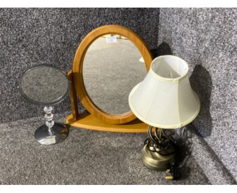 Dressing table mirror together with a contemporary table lamp &amp; shade plus one other