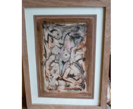 Domonic Fels (1906 -1974) Surrealist watercolour
Figural abstract.
unsigned
39cm x 29cm frame inclusive

Dominic Fels was an 