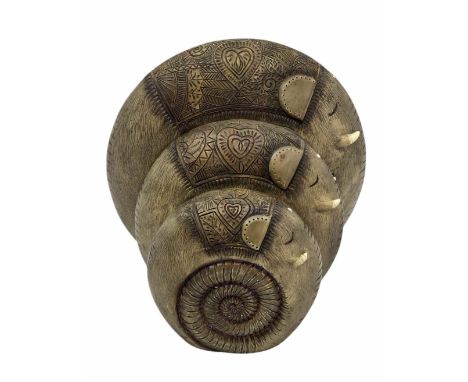 Govinder Nazran (1964 - 2008) " Elephant Stones"A rare limited edition hand painted resin sculpture -Artist Proof 22/50/500Ea