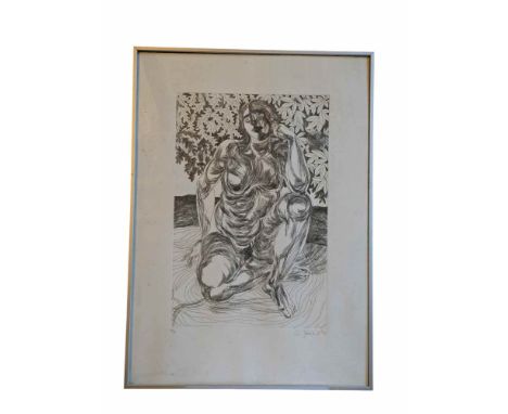 Lin Lammet - Elisabeth Frinks Son. "Woman" Original etching from 1998, by the late Lin Jammet Numbered 9 from an edition of 3