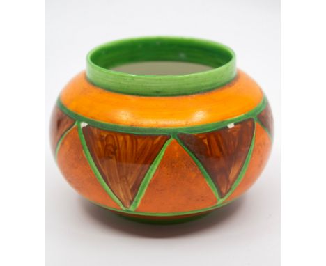 Clarice Cliff - An Original bizarre design Rose bowl Circa 1928. A simple geometric design in crisp clean colours. 8cm high T