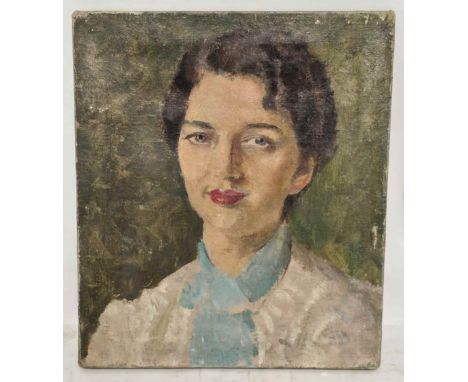 Arnold Mason RA. (1885-1963) - Portrait of a Lady.&nbsp; Oil on Canvas. Unframed.
Head and Shoulders portrait of a dark haire