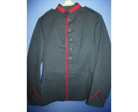 Pre WWI light infantry dress tunic with red piping and collars and crowned bugle bakelite buttons 