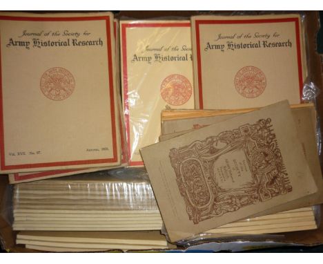 Box containing an extremely large quantity of journals for the Society of Army Historical Research, covering various dates da