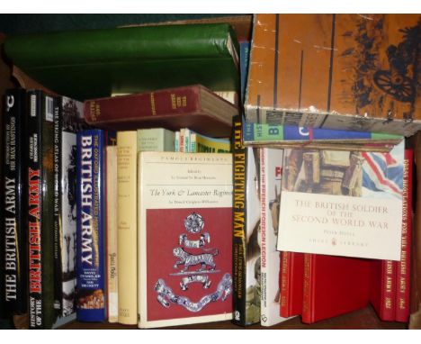 Box containing a quantity of books relating to the British Army, mostly hardback including Hutchinson Series, Reproductions o