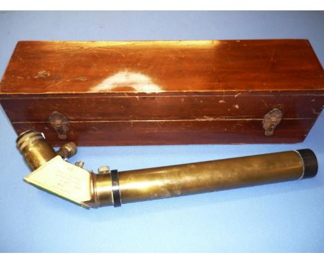 Brass Power 7 high angle gun sighting device in fitted case, stamped WA/T Power 7 Telescope for High Angle Gun No 927 MP45 N9