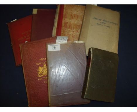 A group of eight Victorian military related books including Handbook for Military Artificers 1899, Dress regulations for the 