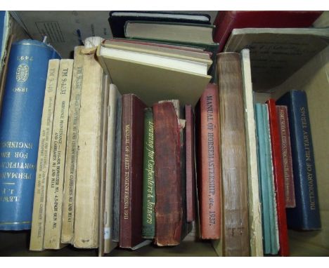 Box containing a large quantity of military pamphlets, Gunnery pocket books, Titles and Destination Formations and Units of t