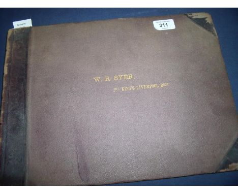 Half leather bound journal of various uniform diagrams and designs for The Royal Army Clothing Factory drafted by W. R. Syer 