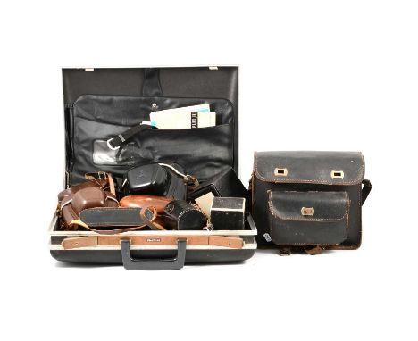 Vintage cameras and accessories, including Zeiss Ikon Tenax II Rangefinder camera, serial number E4874, with case; Zeiss Ikon