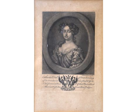 After I Faber, Catharine, daughter of Sir Edward Dering, mezzotint,20.5x13cm,framed and glazed;and after I Faber,Sir Jonathon