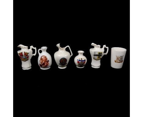 A collection of crested china, to include some Goss; Arcadian dog; Carlton China Scottie Dog; British Empire Exhibition Wembl