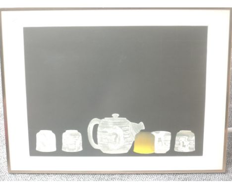 A Ltd Ed print, after Liao, Peaceful Time, Chinese teapots, signed, and num 3/15, 50 x 63cm, plus frame and glazed