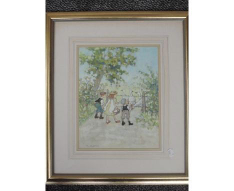 A pastel sketch, Margaret Chapman, nostalgic farmyard, signed, 33 x 25cm, plus frame and glazed