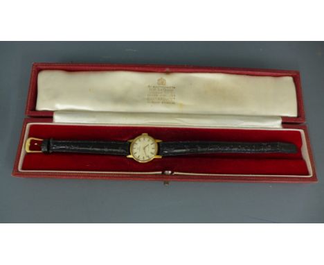 A Ladies gold plate Omega wristwatch manual wind - Width 21mm Condition report: Working, crazing and dirt to dial