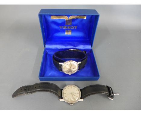 A Tissot Visodate Seastar gents stainless wristwatch manual wind - Width 37mm - working, some usage scratches and box and a s