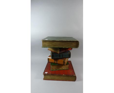 A Reproduction Novelty Wooden Square Top Table in the Form of a Stack of Vintage Books, 41cm High 